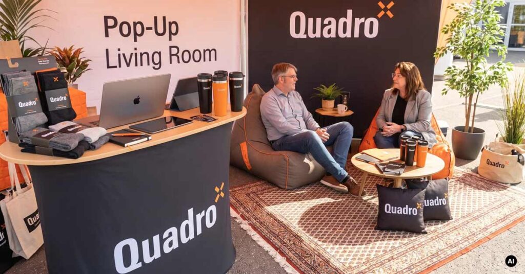 Mobiler Messestand | Pop-Up Wohnzimmer | QUADRO